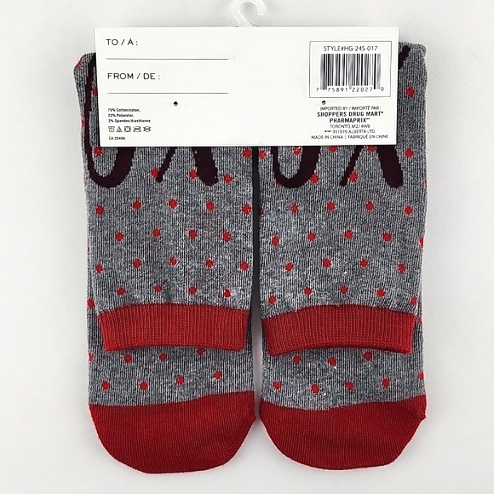 Novelty Women's 1 Pair Crew Socks Wine & Cheese Burgundy Grey Shoe Size 6-10 - Picture 4 of 5